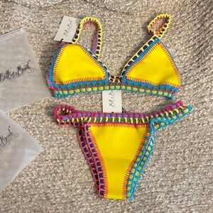 Betty Beach Bright Yellow Crochet Bikini Set